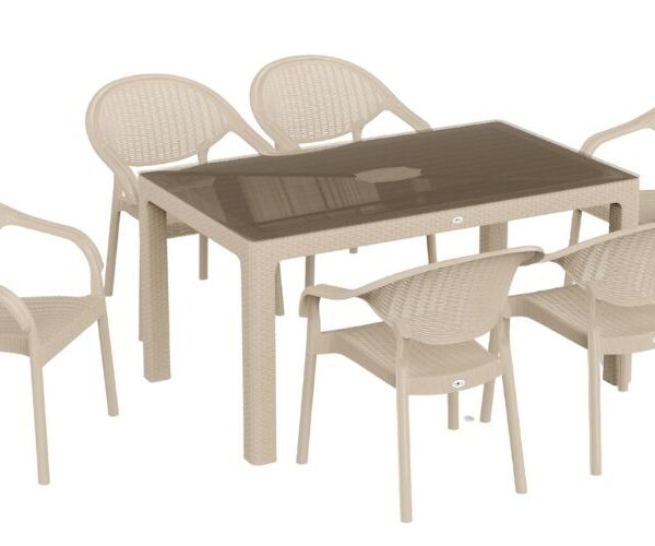 Atlantis 90X150 Camlı Masa Takımı