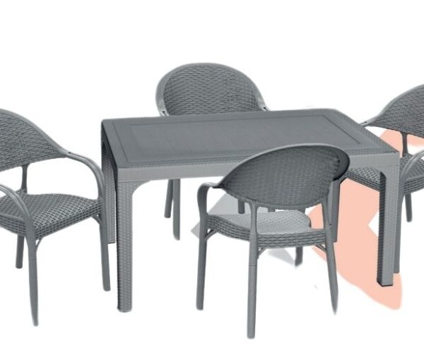 Bambu 90X150 Camlı Masa Takımı