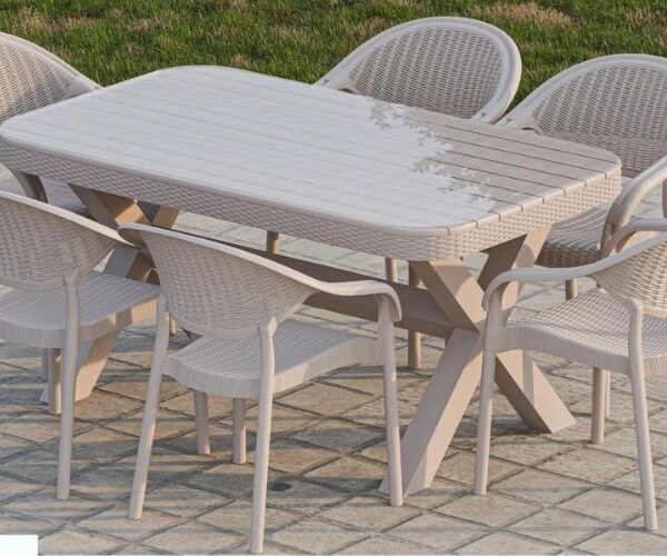 Bambu Camlı 90X150 Masa Takımı
