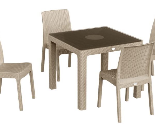 Lilyum 90X90 Camlı Masa Takımı